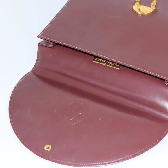 CARTIER Hand Bag Leather Wine Red Auth 81148 - Picture 15 of 16
